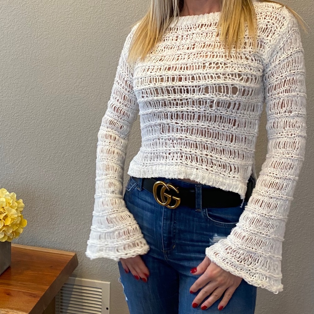 White, crop sweater, XS, never used
